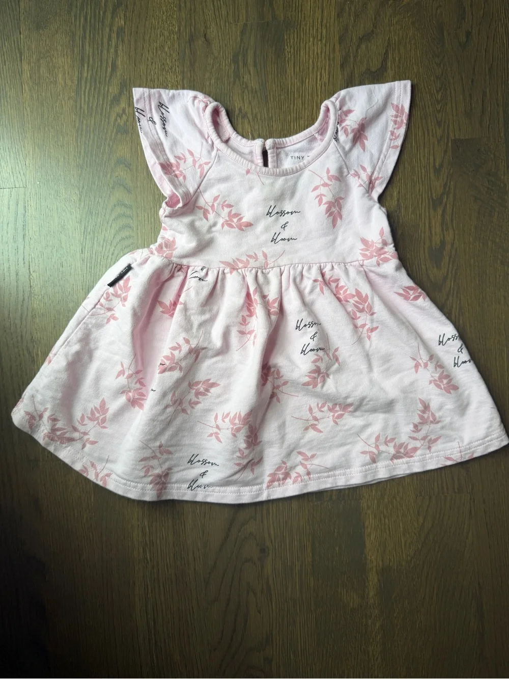 Tiny Heart Pink Floral Flutter Dress for Girls